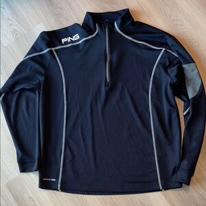 PING Quarter Zip Men's Ranger Jacket LG Navy/White Performance Golf Preppy
